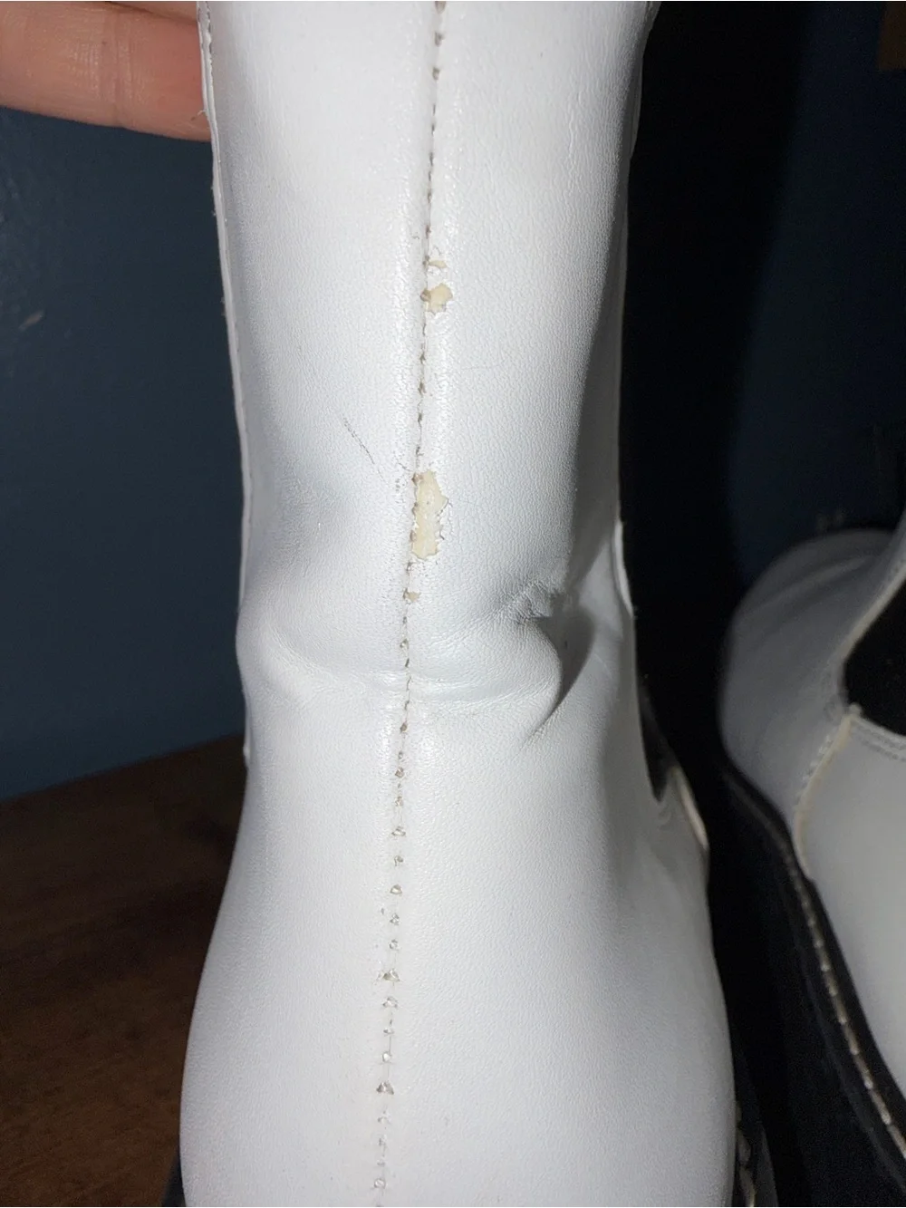 Steven By Steve Madden White Chelsea Platform Booties with Black Elastic